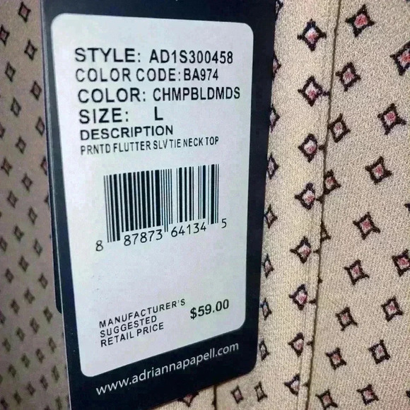 Adrianna Papell Flutter Sleeve Tie Neck Blouse - Picture 9 of 11